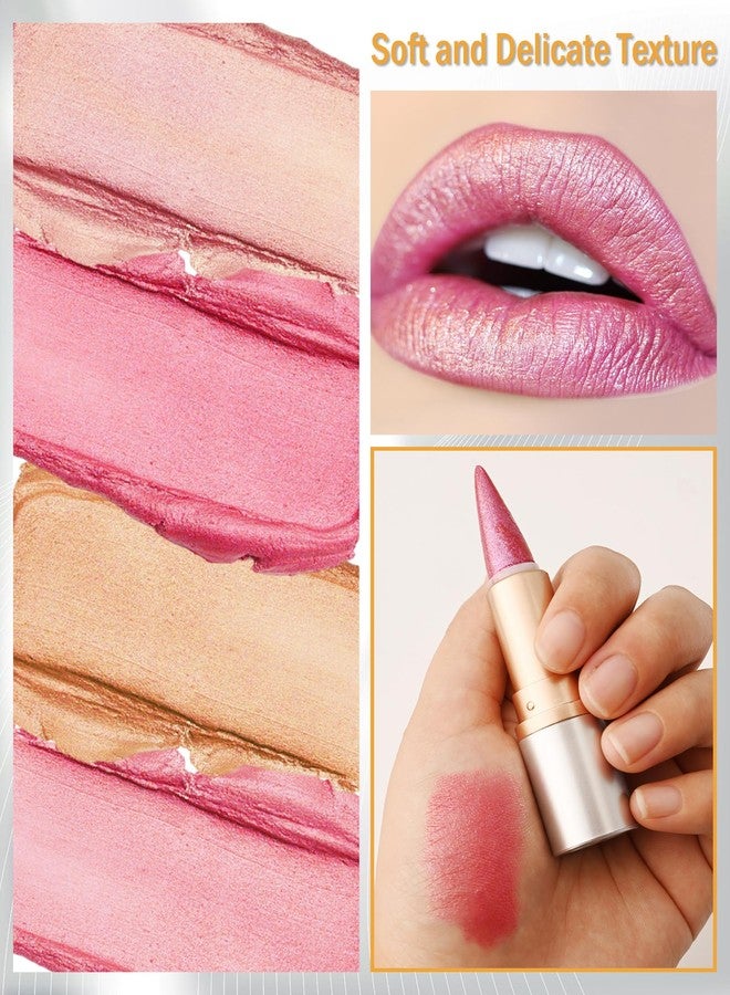 LYSdefeu Brown Glitter Lipstick Lip Liner,Shimmer Metallic Matte Long-Lasting Waterproof Non-stick Lip Stain Tint,High Pigmented Lip Gloss Full Coverage lipcolor Pen,Christmas Makeup Gift for Women-05 - Image 4